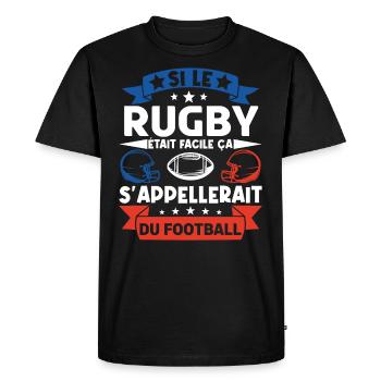 Cadeau rugbyman. cadeau rugby France. rugby fan . - T-shirt Premium bio Homme - noir - Devant - Nico (187cm)