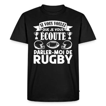 Rugbyman cadeau. Cadeau fan du rugby. joueur rugby - T-shirt Premium bio Homme - noir - Devant - Nico (187cm)