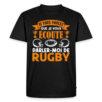 Rugbyman cadeau Cadeau fan du rugby. joueur rugby - T-shirt Premium bio Homme - noir - Devant - Nico (187cm)