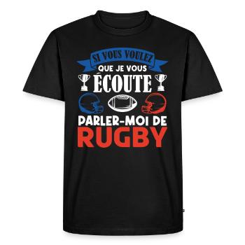 Rugbyman cadeau. Cadeau fan du rugby. joueur rugby - T-shirt Premium bio Homme - noir - Devant - Nico (187cm)