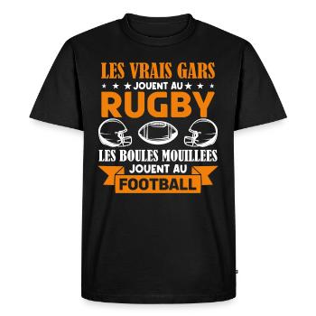 Cadeau rugbyman, cadeau Fan de rugby.Rugby. - T-shirt Premium bio Homme - noir - Devant - Nico (187cm)