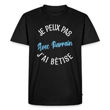 Cadeau Parrain, Cadeau futur parrain. - T-shirt Premium bio Homme - noir - Devant - Nico (187cm)