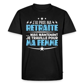 meilleur idée cadeau retraite, retraité, pension. - T-shirt Premium bio Homme - noir - Devant - Nico (187cm)