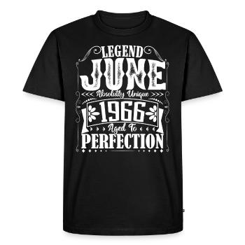 juin 1966. Anniversaire juin 1966 Cadeau juin 1966 - T-shirt Premium bio Homme - noir - Devant - Nico (187cm)