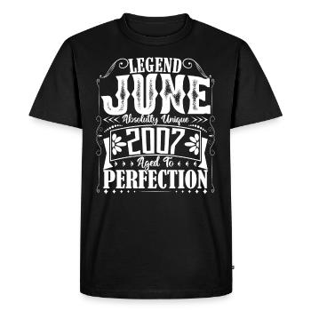 juin 2007. Anniversaire juin 2007 Cadeau juin 2007 - T-shirt Premium bio Homme - noir - Devant - Nico (187cm)