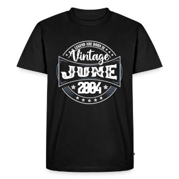 Juin 2004. Cadeau d'anniversaire juin 2004. June. - T-shirt Premium bio Homme - noir - Devant - Nico (187cm)