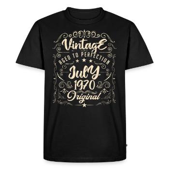 Vintage Né(e) en juillet 1970 anniversaire Juillet - T-shirt Premium bio Homme - noir - Devant - Nico (187cm)