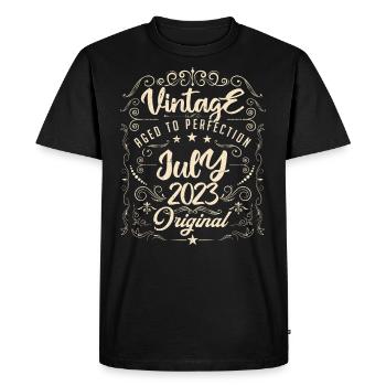 Vintage Né(e) en juillet 2023 anniversaire Juillet - T-shirt Premium bio Homme - noir - Devant - Nico (187cm)
