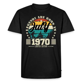 Juillet 1970. Cadeau d'anniversaire juillet 1970. - T-shirt Premium bio Homme - noir - Devant - Nico (187cm)
