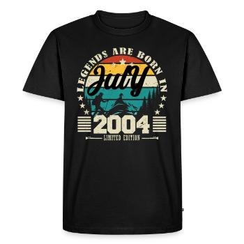 Juillet 2004. Cadeau d'anniversaire juillet 2004. - T-shirt Premium bio Homme - noir - Devant - Nico (187cm)