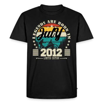 Juillet 2012. Cadeau d'anniversaire juillet 2012. - T-shirt Premium bio Homme - noir - Devant - Nico (187cm)