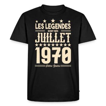 cadeau d'anniversaire Juillet 1970. Cadeau juillet - T-shirt Premium bio Homme - noir - Devant - Nico (187cm)