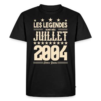 cadeau d'anniversaire Juillet 2004. Cadeau juillet - T-shirt Premium bio Homme - noir - Devant - Nico (187cm)