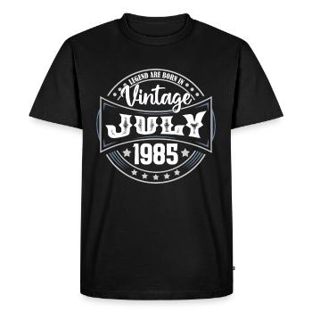 1985 July. Birthday gift July 1985. - Men's Premium Organic T-Shirt - black - Front - Nico (187cm)