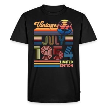 Anniversaire Juillet 1954. Cadeau juillet 1954. - T-shirt Premium bio Homme - noir - Devant - Nico (187cm)