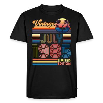 Birthday July 1985. Gift July 1985. - Men's Premium Organic T-Shirt - black - Front - Nico (187cm)