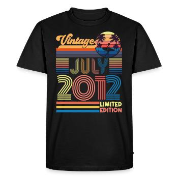 Anniversaire Juillet 2012. Cadeau juillet 2012. - T-shirt Premium bio Homme - noir - Devant - Nico (187cm)