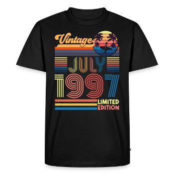 Anniversaire Juillet 1997. Cadeau juillet 1997. - T-shirt Premium bio Homme - noir - Devant - Nico (187cm)