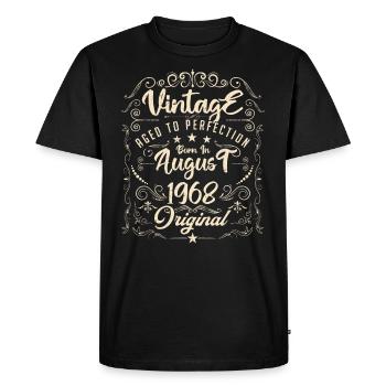 Vintage born in August 1968. Birthday August 1968 - Men's Premium Organic T-Shirt - black - Front - Nico (187cm)