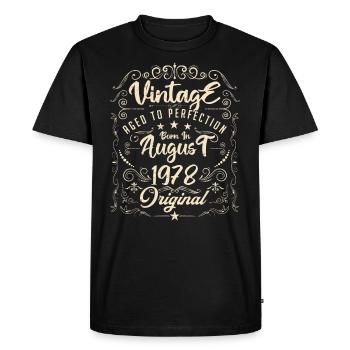 Vintage born in August 1978. Anniversary August 1978 - Men's Premium Organic T-Shirt - black - Front - Nico (187cm)