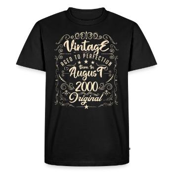 Vintage born in August 2000. Anniversary August 2000 - Men's Premium Organic T-Shirt - black - Front - Nico (187cm)