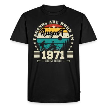 Aout 1971. Cadeau d'anniversaire août 1971. August - T-shirt Premium bio Homme - noir - Devant - Nico (187cm)