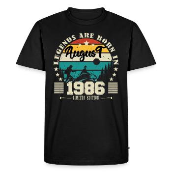 Aout 1986. Cadeau d'anniversaire août 1986. August - T-shirt Premium bio Homme - noir - Devant - Nico (187cm)