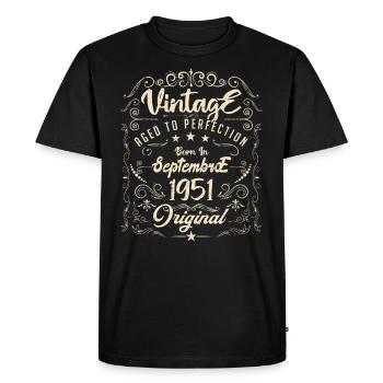 Born in September 1951. birthday September 1951. - Men's Premium Organic T-Shirt - black - Front - Nico (187cm)