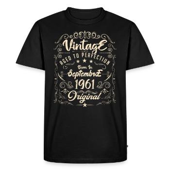 Born in September 1961. Birthday September 1961. - Men's Premium Organic T-Shirt - black - Front - Nico (187cm)