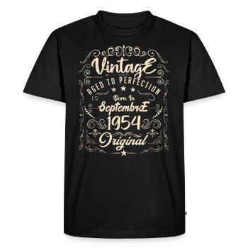 Born in September 1954. birthday September 1954. - Men's Premium Organic T-Shirt - black - Front - Nico (187cm)
