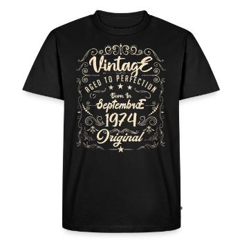 Born in September 1974. Birthday September 1974. - Men's Premium Organic T-Shirt - black - Front - Nico (187cm)