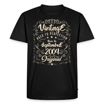 Born in September 2004. birthday September 2004. - Men's Premium Organic T-Shirt - black - Front - Nico (187cm)