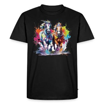 cheval, horse - T-shirt Premium bio Homme - noir - Devant - Nico (187cm)