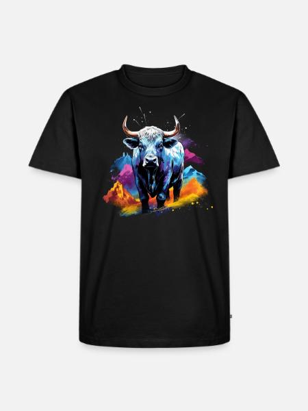 Eringer, Schweizer Eringerkuh - Männer Premium Bio T-Shirt - Schwarz