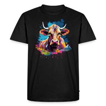 Cow, mountain, chalet - Men's Premium Organic T-Shirt - black - Front - Nico (187cm)