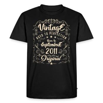 Born in September 2011. Birthday September 2011. - Men's Premium Organic T-Shirt - black - Front - Nico (187cm)