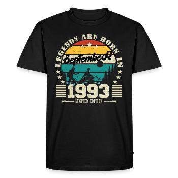 Septembre 1993. Cadeau anniversaire septembre 1993 - T-shirt Premium bio Homme - noir - Devant - Nico (187cm)