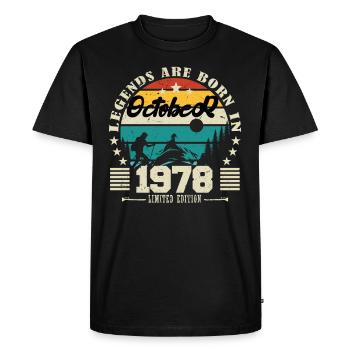 Octobre 1978. Cadeau anniversaire octobre 1978. - T-shirt Premium bio Homme - noir - Devant - Nico (187cm)