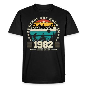 October 1982. October 1982 Anniversary Gift. - Men's Premium Organic T-Shirt - black - Front - Nico (187cm)