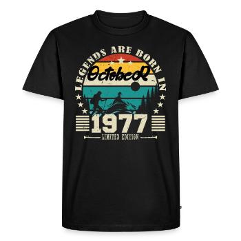 October 1977. October 1977 Anniversary Gift. - Men's Premium Organic T-Shirt - black - Front - Nico (187cm)