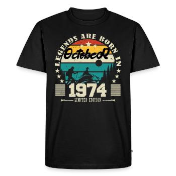 October 1974. October 1974 Birthday Gift. - Men's Premium Organic T-Shirt - black - Front - Nico (187cm)