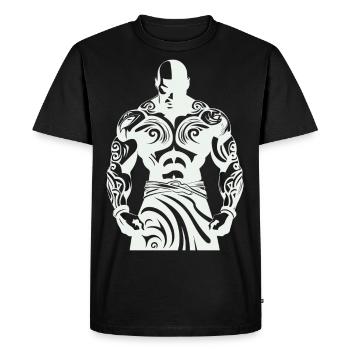 Tribal Boxer / Fighter Logo Tattoo Design - T-shirt Premium bio Homme - noir - Devant - Nico (187cm)