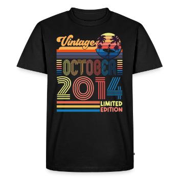 Anniversaire octobre 2014. Cadeau Octobre 2014. - T-shirt Premium bio Homme - noir - Devant - Nico (187cm)