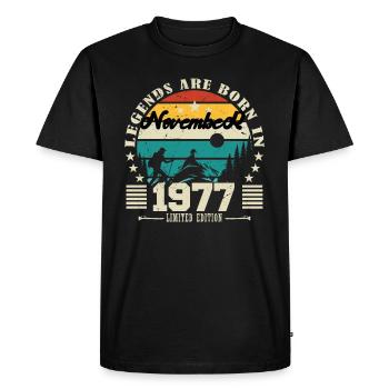November 1977. November 1977 Anniversary Gift. - Men's Premium Organic T-Shirt - black - Front - Nico (187cm)
