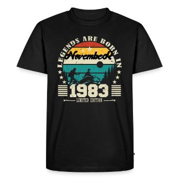 Novembre 1983. Cadeau anniversaire novembre 1983. - T-shirt Premium bio Homme - noir - Devant - Nico (187cm)