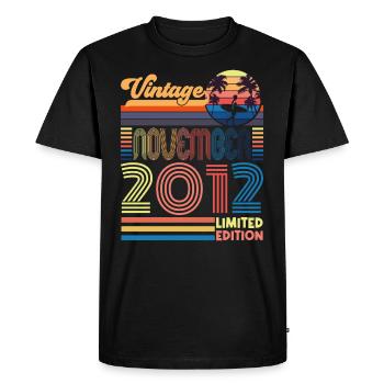 Anniversaire novembre 2012. Cadeau Novembre 2012. - T-shirt Premium bio Homme - noir - Devant - Nico (187cm)