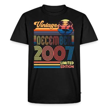 Anniversaire Décembre 2007. Cadeau decembre 2007. - T-shirt Premium bio Homme - noir - Devant - Nico (187cm)
