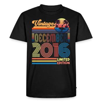 Birthday December 2016. Gift December 2016. - Men's Premium Organic T-Shirt - black - Front - Nico (187cm)