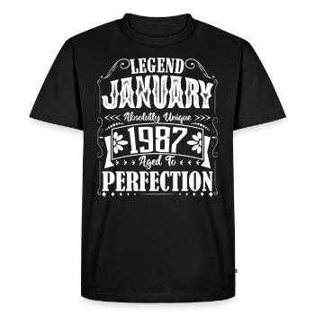 Janvier 1987. Cadeau d'Anniversaire janvier 1987. - T-shirt Premium bio Homme - noir - Devant - Nico (187cm)