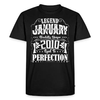 Janvier 2010. Cadeau d'Anniversaire janvier 2010. - T-shirt Premium bio Homme - noir - Devant - Nico (187cm)